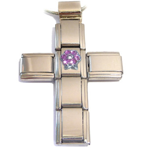 Italian Charm Cross Necklace October