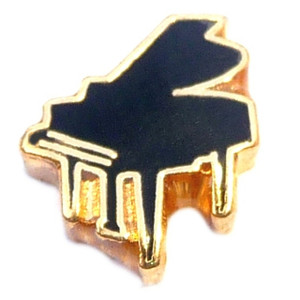 Black Grand Piano Floating Locket Charm Black Grand Piano Floating Locket Charm