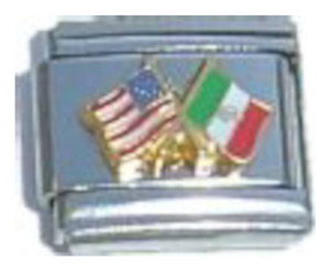 American And Mexican Flag Italian Charm American And Mexican Flag Italian Charm