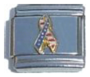 American Flag Ribbon Italian Charm