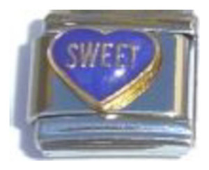 Sweet On Dark Blue Heart Italian Charm
