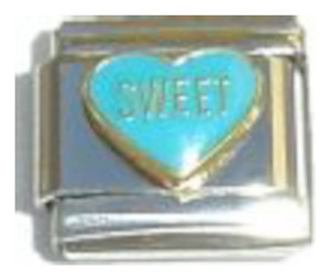Sweet On Light Blue Heart Italian Charm