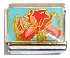 Red Flower Italian Charm