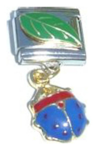 Dangle Blue Ladybug Italian Charm
