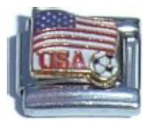 USA Soccer With Flag Italian Charm USA Soccer With Flag Italian Charm