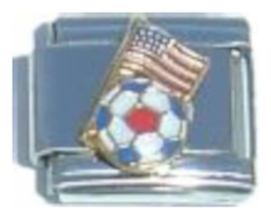 Soccer Ball And US Flag Italian Charm