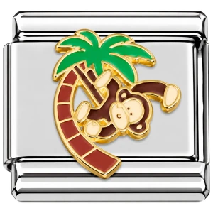 Monkey In Palm Tree Italian Charm
