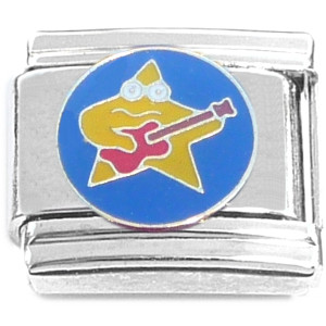 Yellow Star Blue Background Italian Charm Yellow Star Blue Background Italian Charm