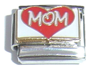Mom In Red Heart Italian Charm