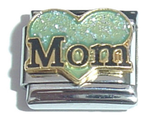 Mom With Green Heart Italian Charm