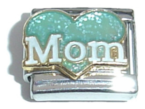 Mom With Blue Heart Italian Charm Mom With Blue Heart Italian Charm
