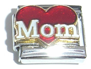 Mom Red Heart Italian Charm Mom Red Heart Italian Charm