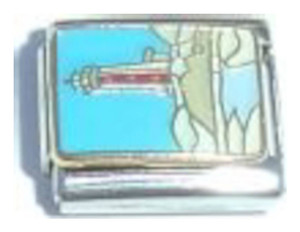 Lighthouse Blue Background Italian Charm Lighthouse Blue Background Italian Charm