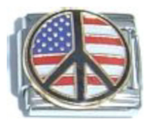 American Flag Peace Sign Italian Charm American Flag Peace Sign Italian Charm