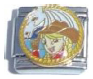 Cowgirl With Horse Italian Charm