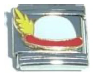 White Hat Yellow Feather Italian Charm