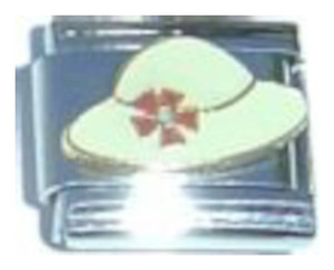 White Hat Red Flower Italian Charm White Hat Red Flower Italian Charm
