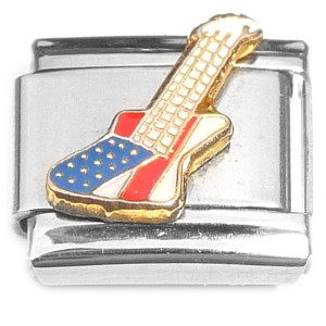 Guitar Red White Blue Italian Charm