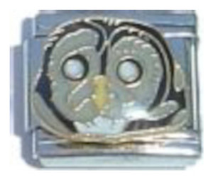 Owl Black Gray Italian Charm
