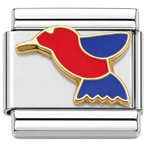 Blue Red Bird Italian Charm