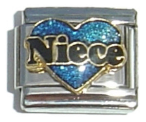 Niece With Blue Heart Italian Charm Niece With Blue Heart Italian Charm