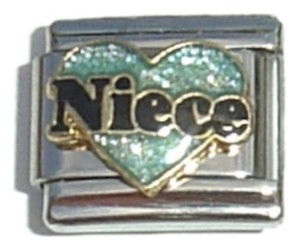 Niece With Green Heart Italian Charm Niece With Green Heart Italian Charm