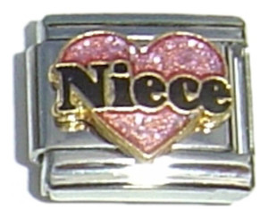 Niece With Pink Heart Black Letters Italian Charm Niece With Pink Heart Black Letters Italian Charm