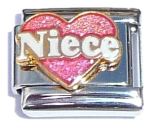Niece With Pink Heart White Letters Italian Charm Niece With Pink Heart White Letters Italian Charm
