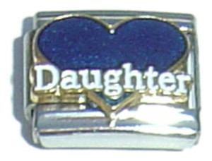 Daughter Dark Blue Heart Italian Charm