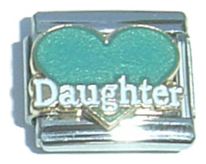 Daughter Light Blue Heart Italian Charm Daughter Light Blue Heart Italian Charm