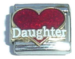 Daughter Red Heart Italian Charm Daughter Red Heart Italian Charm