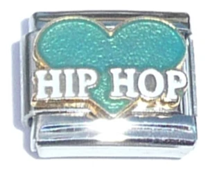 Hip Hop Light Blue Heart Italian Charm
