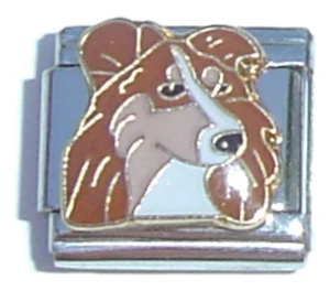 Brown Dog Face Italian Charm