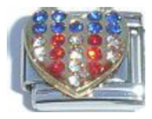 American Flag Heart Italian Charm