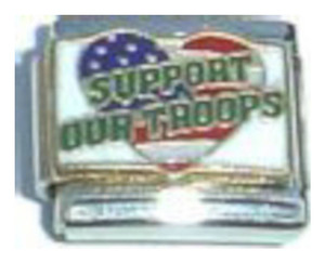 Support Our Troops Flag Italian Charm
