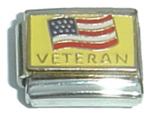 Veteran With Flag Italian Charm Veteran With Flag Italian Charm