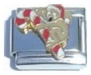 Candy Cane Gingerbread Man Italian Charm