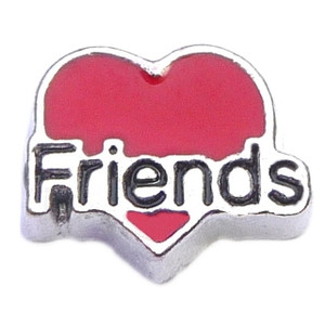 Friends On Red Heart Floating Locket Charm Friends On Red Heart Floating Locket Charm