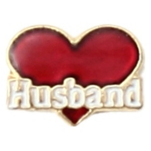 Husband On Red Heart Floating Locket Charm Husband On Red Heart Floating Locket Charm