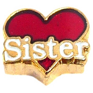 Sister On Heart Floating Locket Charm Sister On Heart Floating Locket Charm