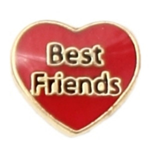 Best Friends On Red Heart Floating Locket Charm Best Friends On Red Heart Floating Locket Charm