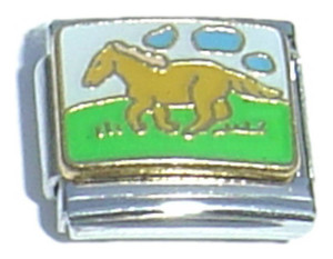 Horse In Field Italian Charm