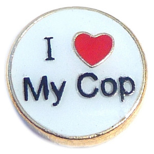 I Love My Cop Floating Locket Charm I Love My Cop Floating Locket Charm