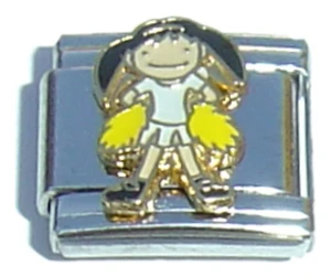 Cheerleader Black Hair Italian Charm