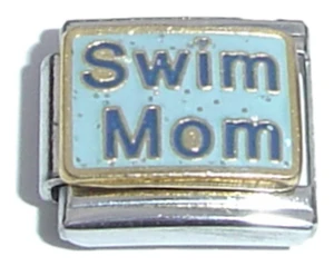 Swim Mom On Light Blue Italian Charm