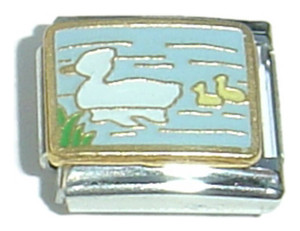 Mommy Duck And Babies Italian Charm