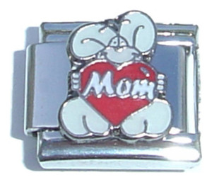 Mom on Heart Bunny Italian Charm