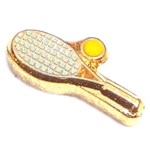 Tennis Ball And Racket Floating Locket Charm Tennis Ball And Racket Floating Locket Charm