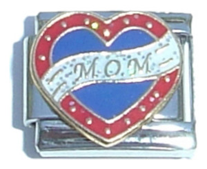 Mom Ribbon on Heart Italian Charm Mom Ribbon on Heart Italian Charm