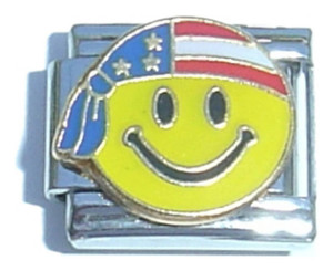 Smiley Face With Flag Bandana Italian Charm Smiley Face With Flag Bandana Italian Charm
